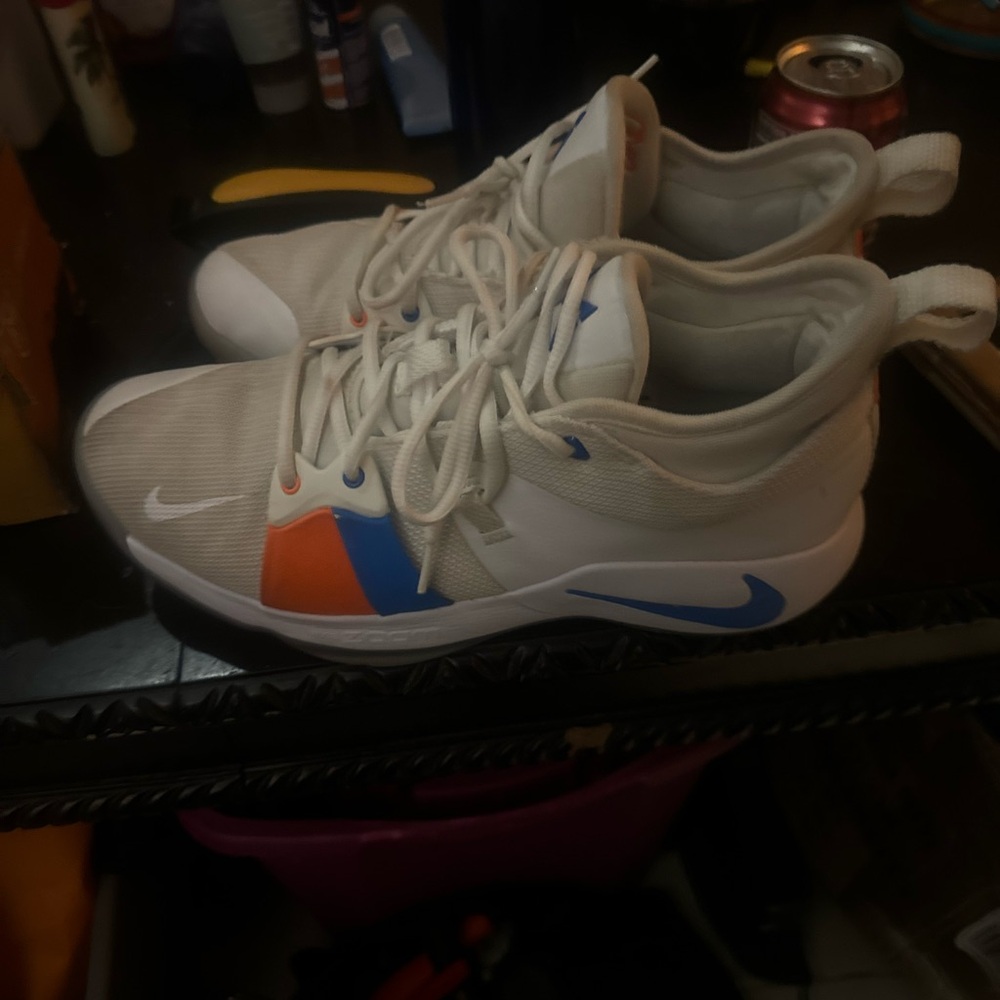 PG 2 the bait ll Nike basketball Shoes in White, Blue, and Orange